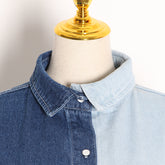 Casual Denim Split-Joint Lapel Shirt